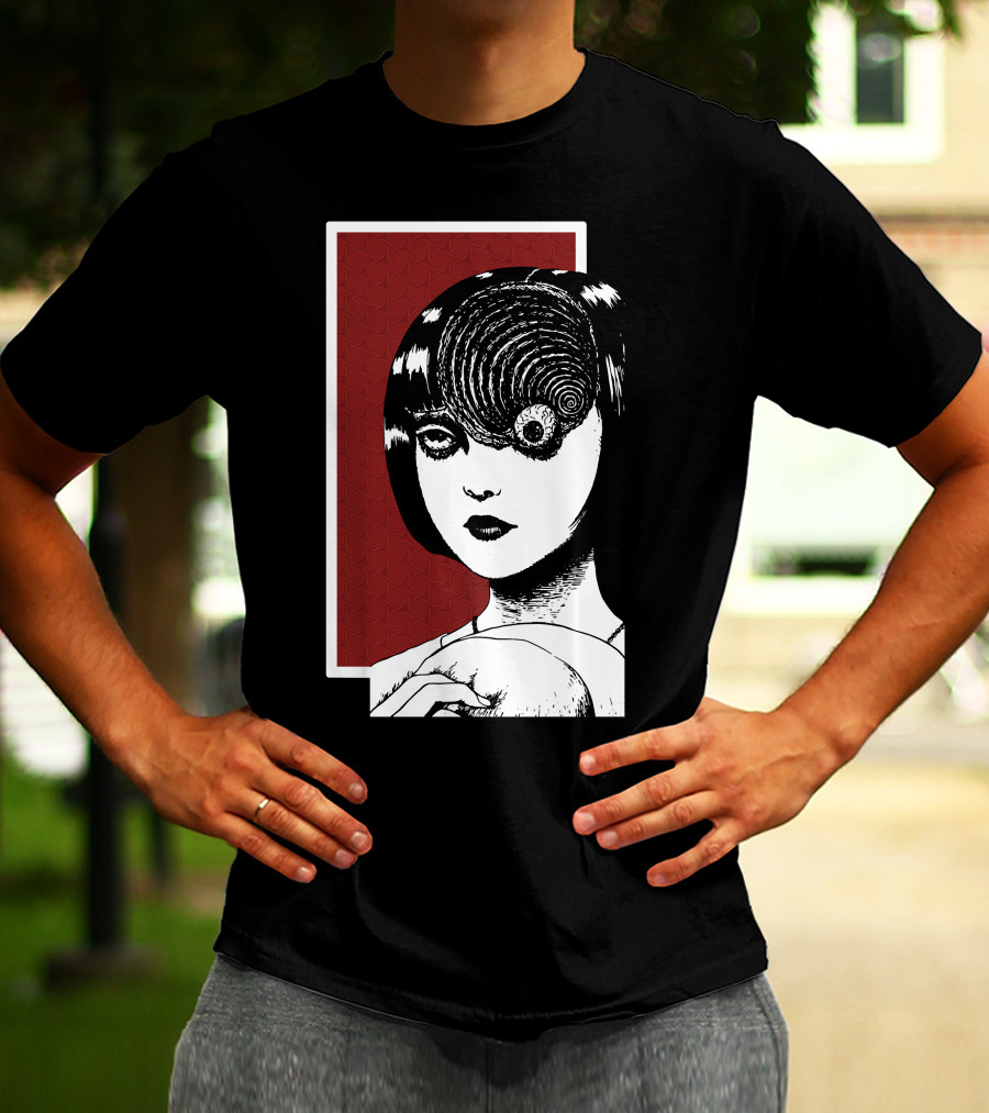 Junji Ito Uzumaki The Great Spiral Horror Manga Face With Spiral Eye T-Shirt