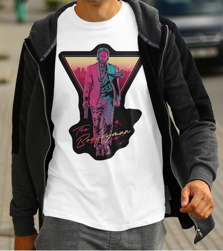 Keanu Reeves The Boogeyman Neon Cityscape T-Shirt
