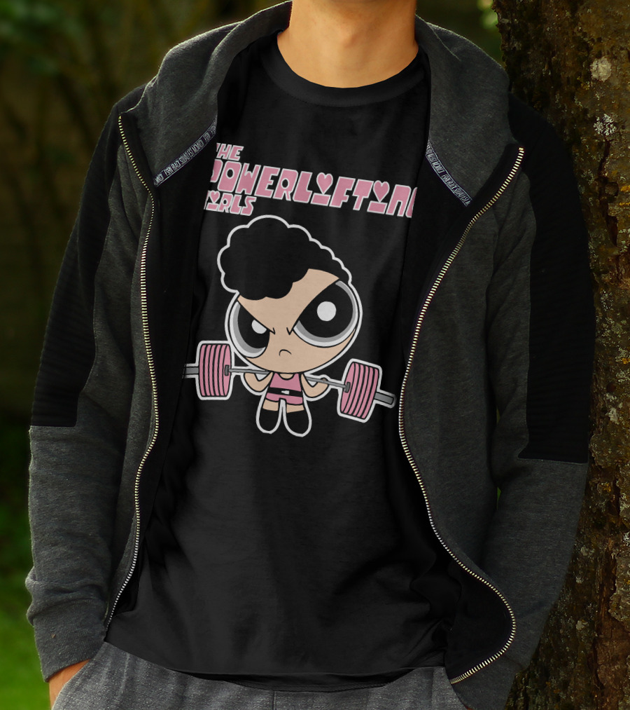 Powerpuff Girls The Powerlifting Girls Cartoon Character Lifting Weights T-Shirt