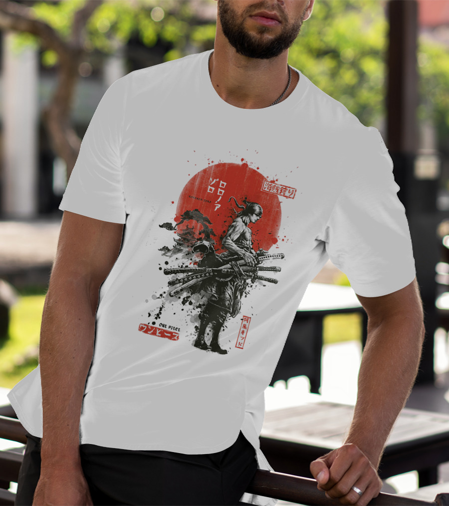 Roronoa Zoro Wano Arc Samurai Swords One Piece Anime Kanji T-Shirt