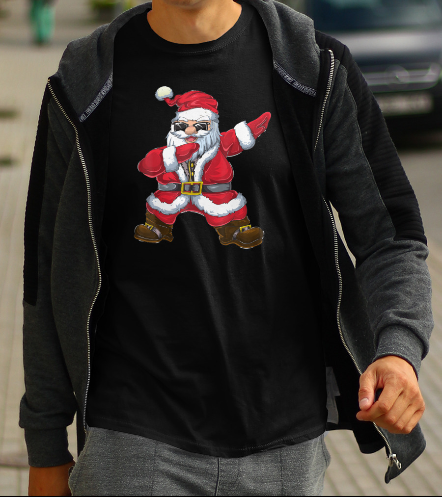 Christmas Dabbing Santa With Sunglasses T-Shirt