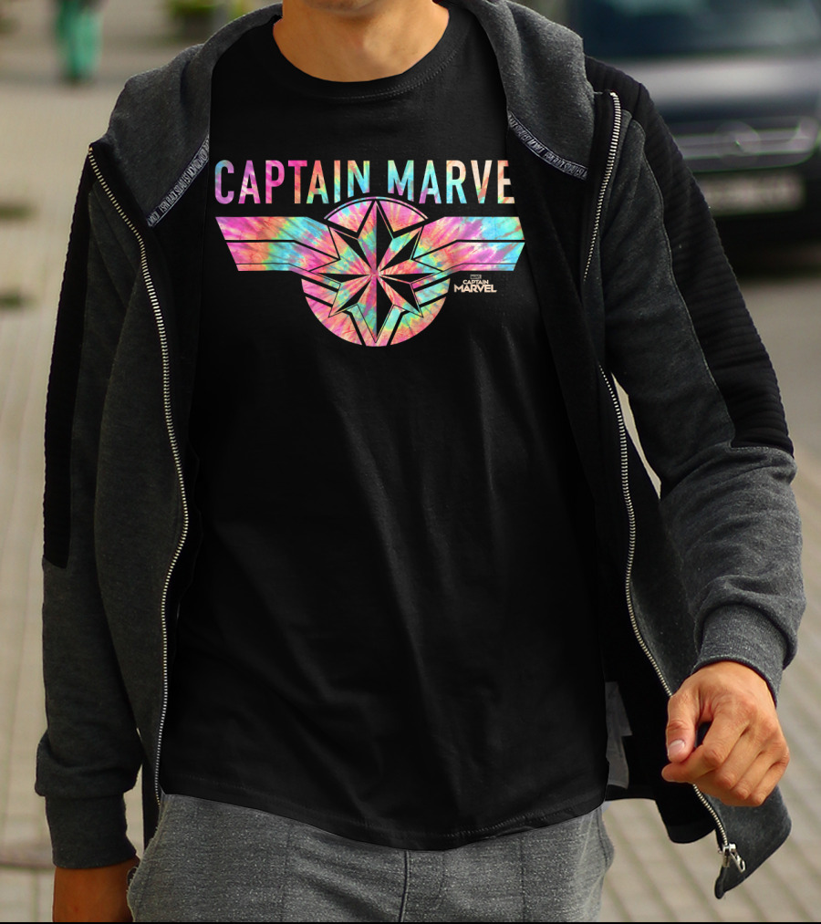 Captain Marvel Tie Dye Logo Banner Marvel Studios T-Shirt