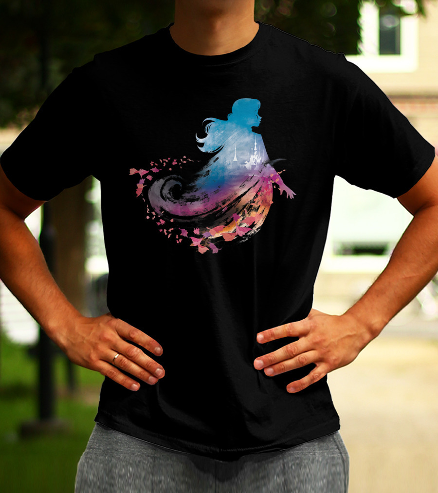 Disney Frozen 2 Anna Silhouette With Castle And Falling Leaves T-Shirt