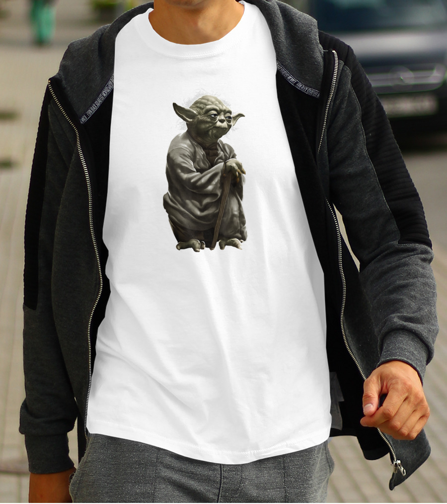 Star Wars Yoda Wise Jedi Master Crouching With Cane T-Shirt
