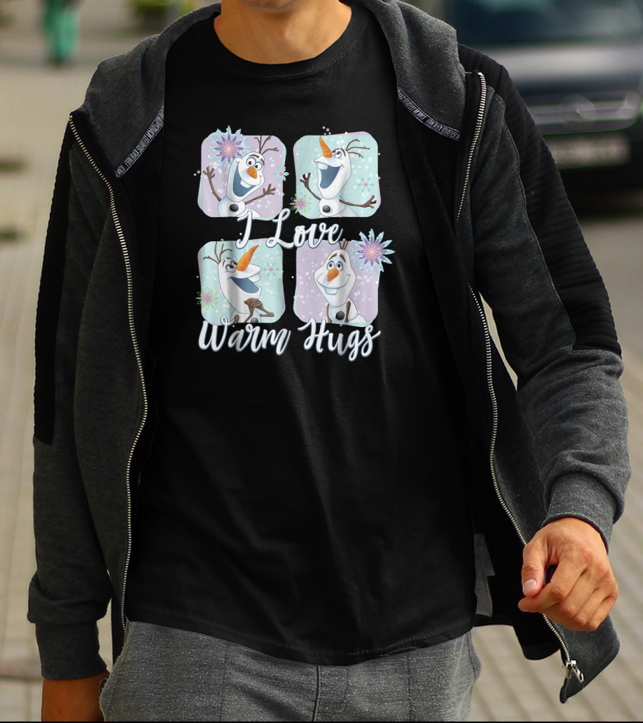 Disney Frozen Olaf I Love Warm Hugs Colorful Snowflakes T-Shirt