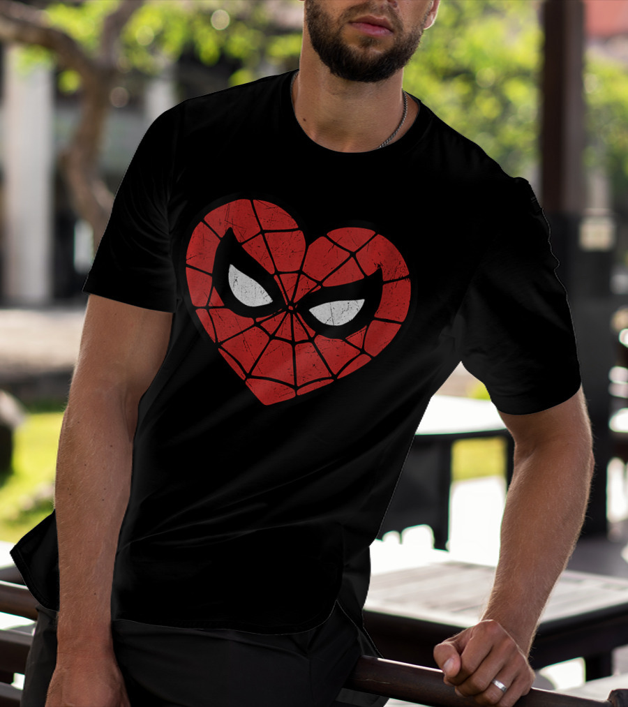 Spider Man Heart Mask Marvel T-Shirt