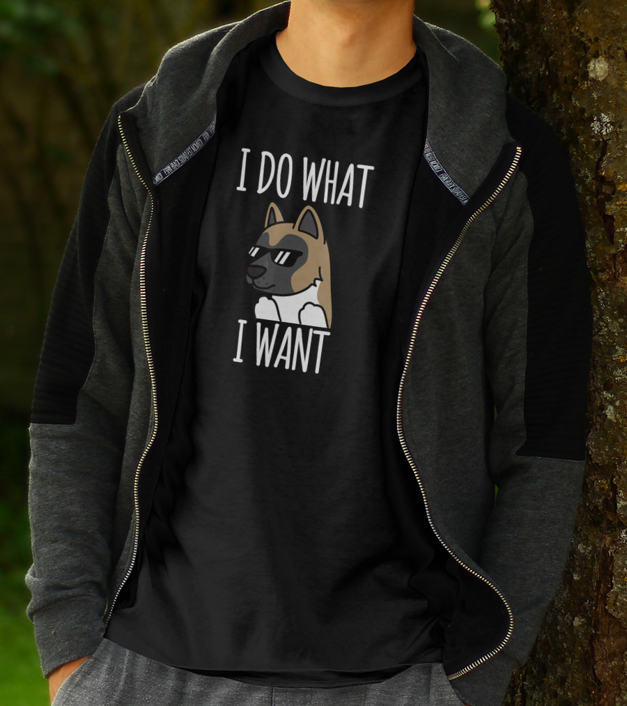 Akita I Do What I Want Funny Dog Wearing Sunglasses T-Shirt