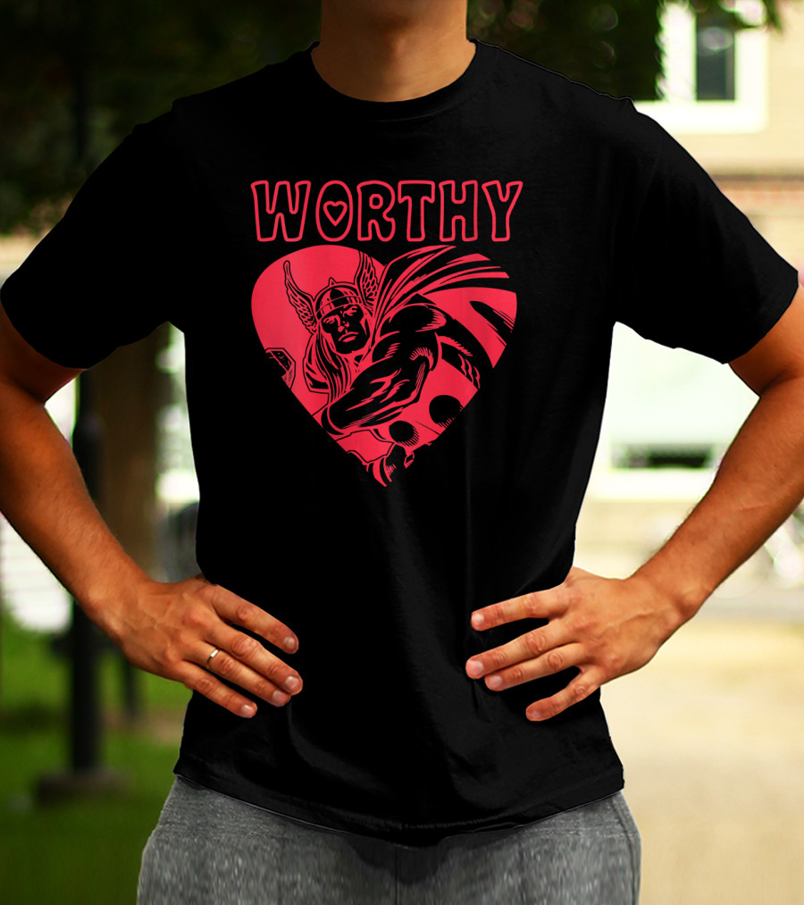 Marvel Valentine's Day Thor Avengers Worthy Heart T-Shirt