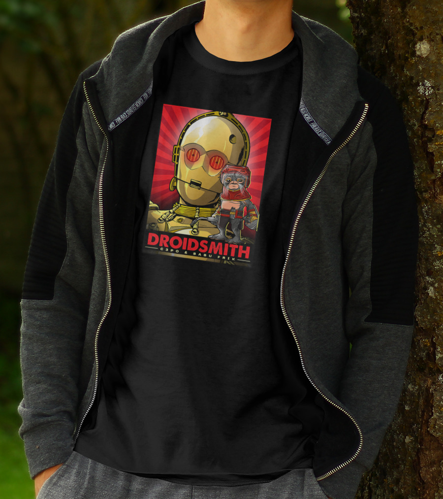 Droidsmith C-3PO And Babu Frik Star Wars The Rise Of Skywalker Red T-Shirt