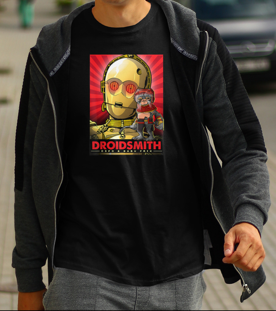 Droidsmith C-3PO And Babu Frik Star Wars The Rise Of Skywalker Red T-Shirt