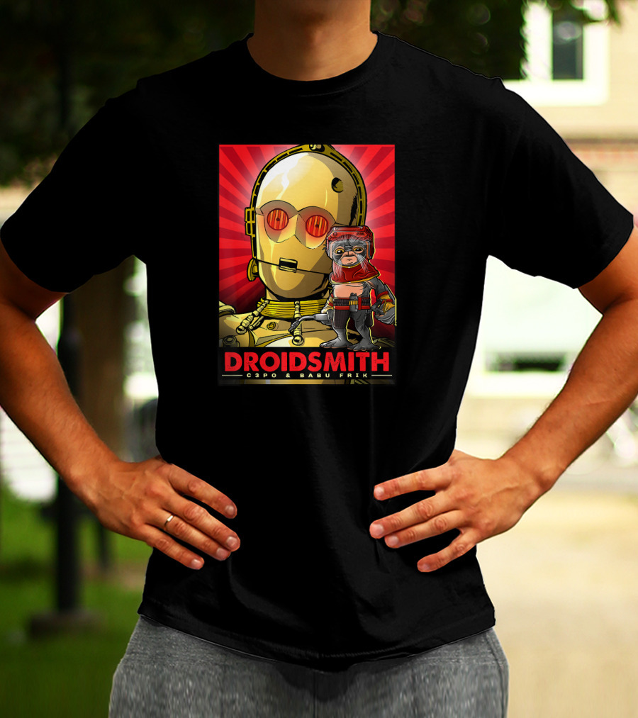 Droidsmith C-3PO And Babu Frik Star Wars The Rise Of Skywalker Red T-Shirt