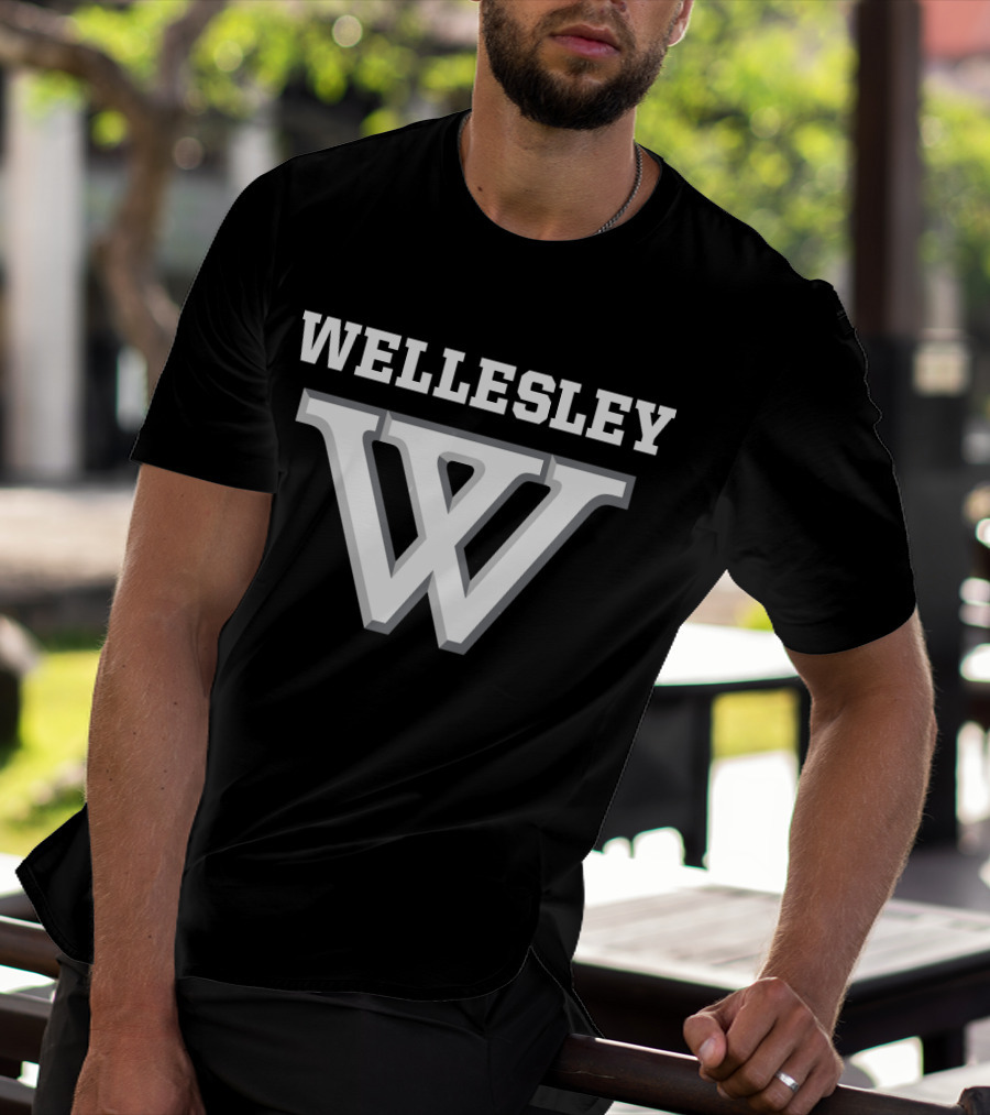 Wellesley College NCAA Bold Lettering And Iconic W T-Shirt
