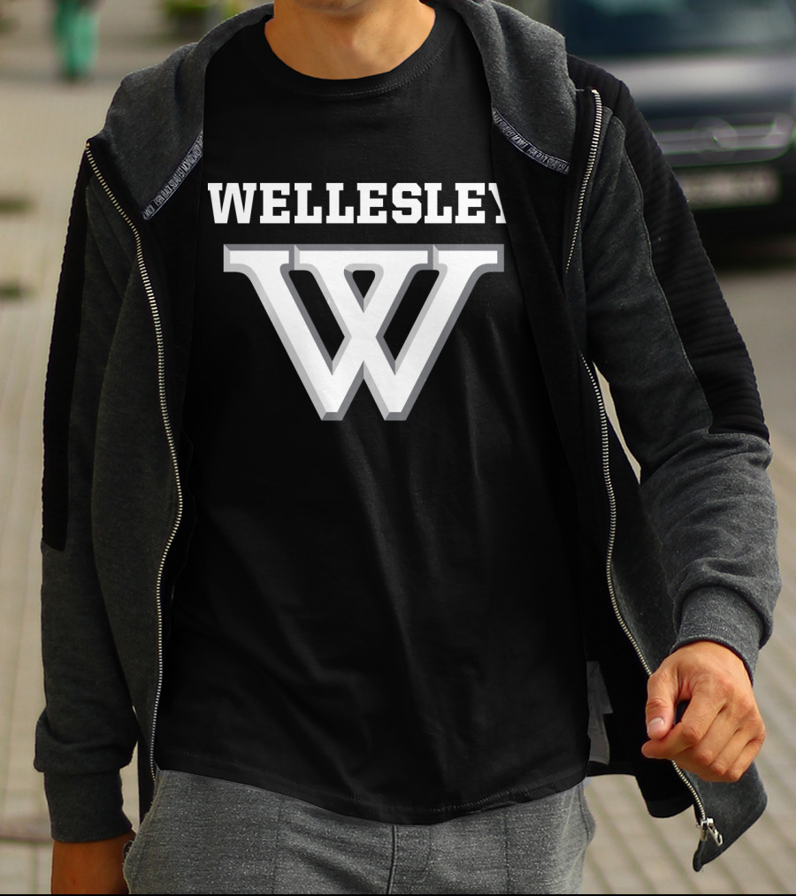 Wellesley College NCAA Bold Lettering And Iconic W T-Shirt