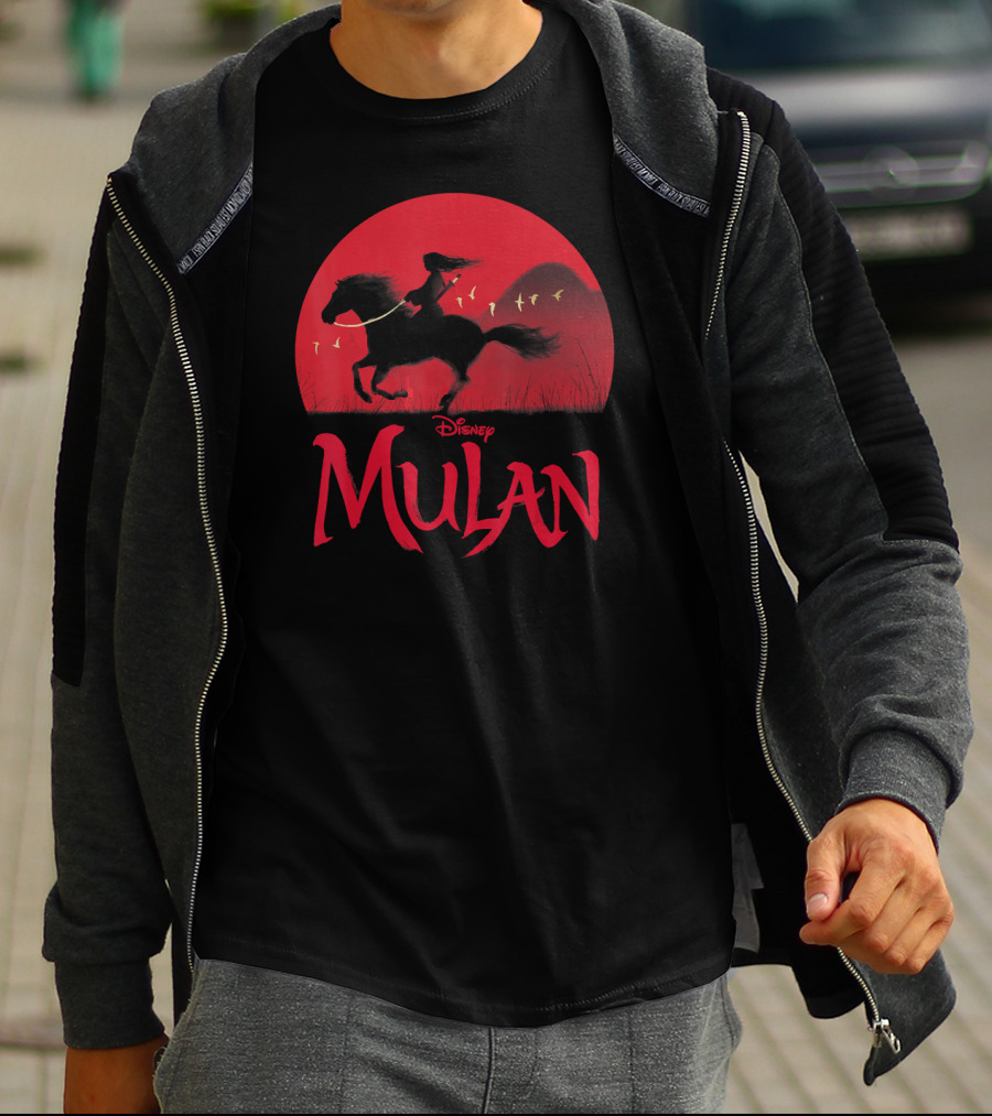 Disney Mulan Live Action Red Sunset Horseback T-Shirt