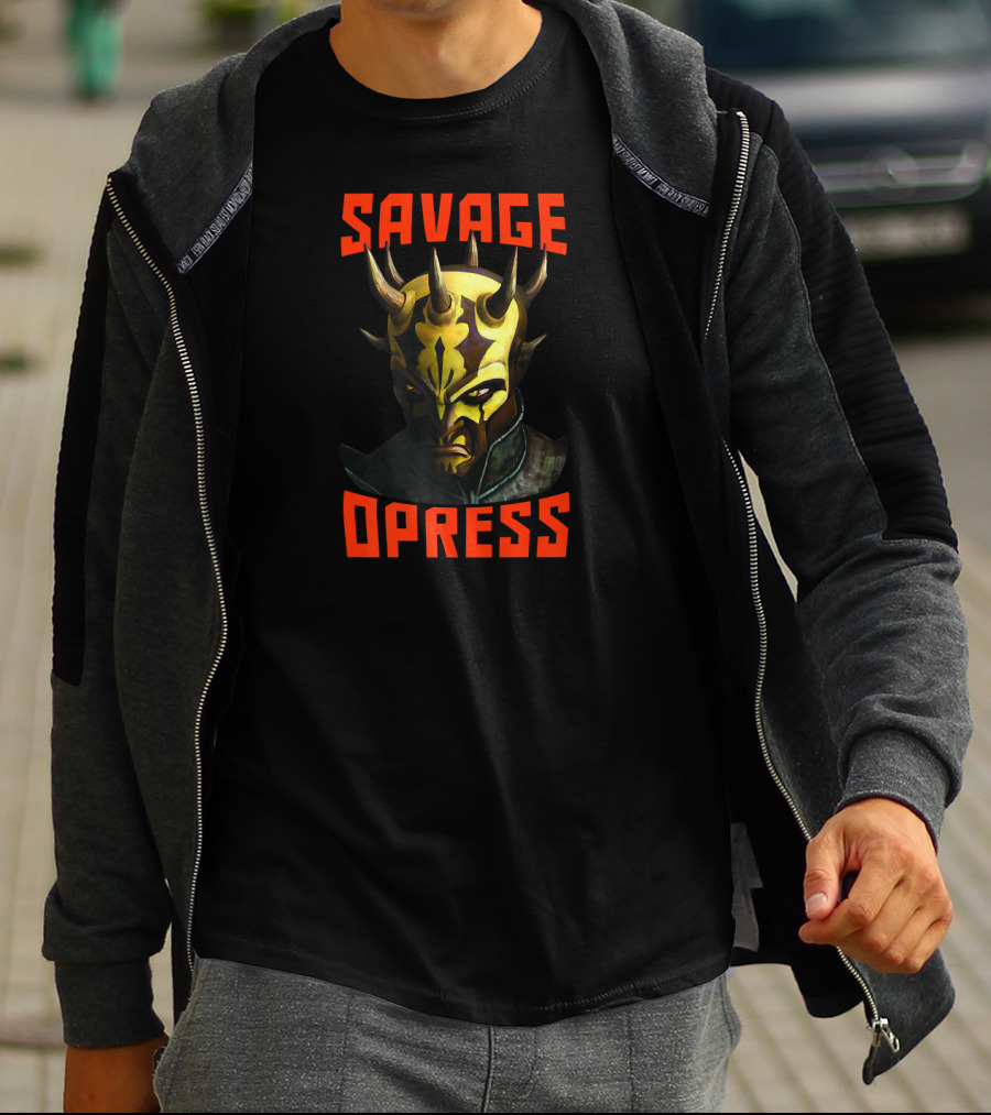 Star Wars The Clone Wars Savage Opress Big Face Text T-Shirt