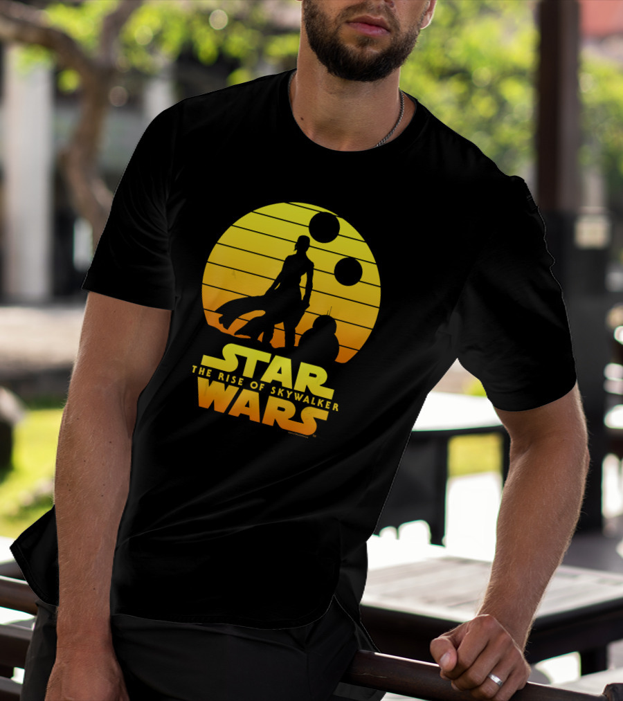 Star Wars The Rise Of Skywalker Rey BB Silhouette Sunset Scene T-Shirt