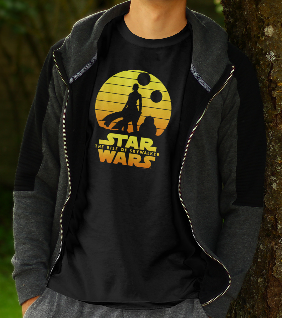 Star Wars The Rise Of Skywalker Rey BB Silhouette Sunset Scene T-Shirt