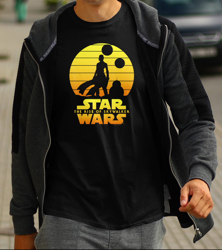 Star Wars The Rise Of Skywalker Rey BB Silhouette Sunset Scene T-Shirt