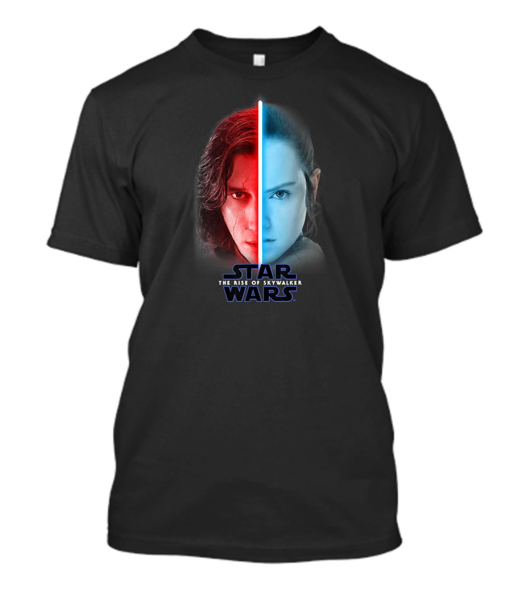 Star Wars The Rise Of Skywalker Rey Kylo Ren Lightsaber Split T-Shirt