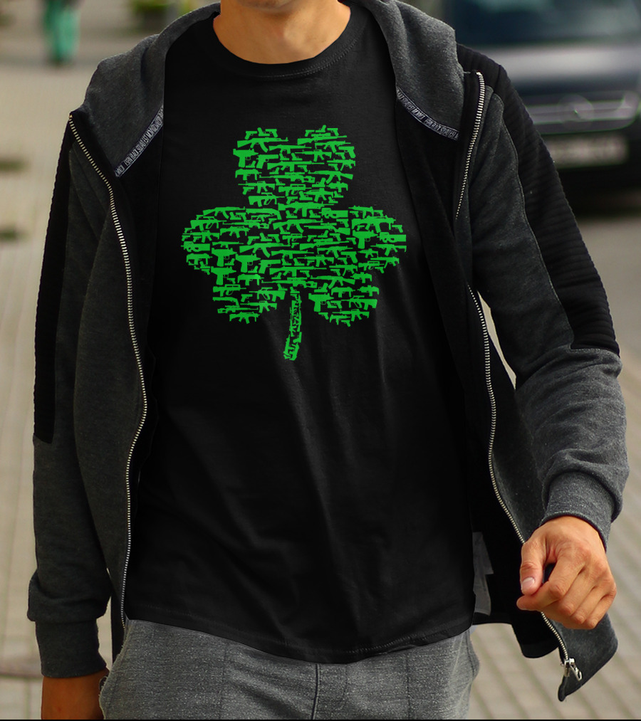 St Patrick's Day Clover Made Of Guns T-Shirt