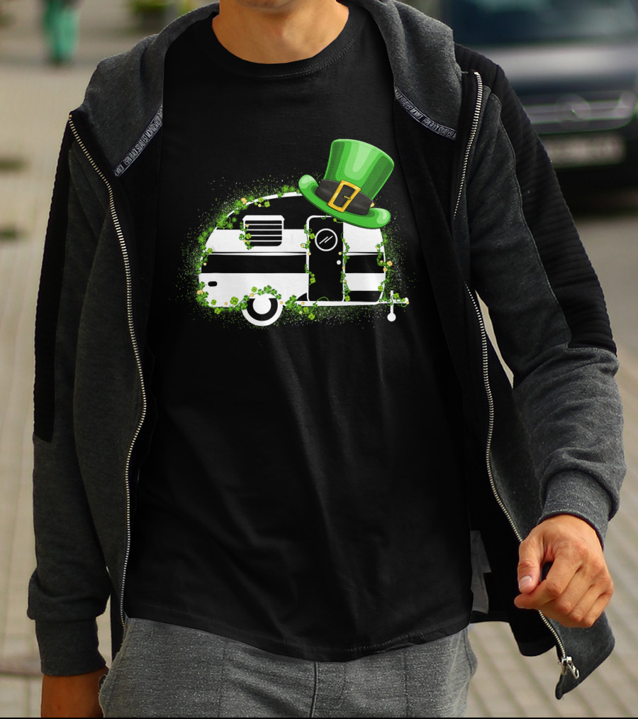 St Patrick's Day Leprechaun Hat Camper Van Adventure T-Shirt