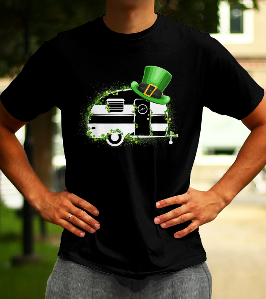 St Patrick's Day Leprechaun Hat Camper Van Adventure T-Shirt
