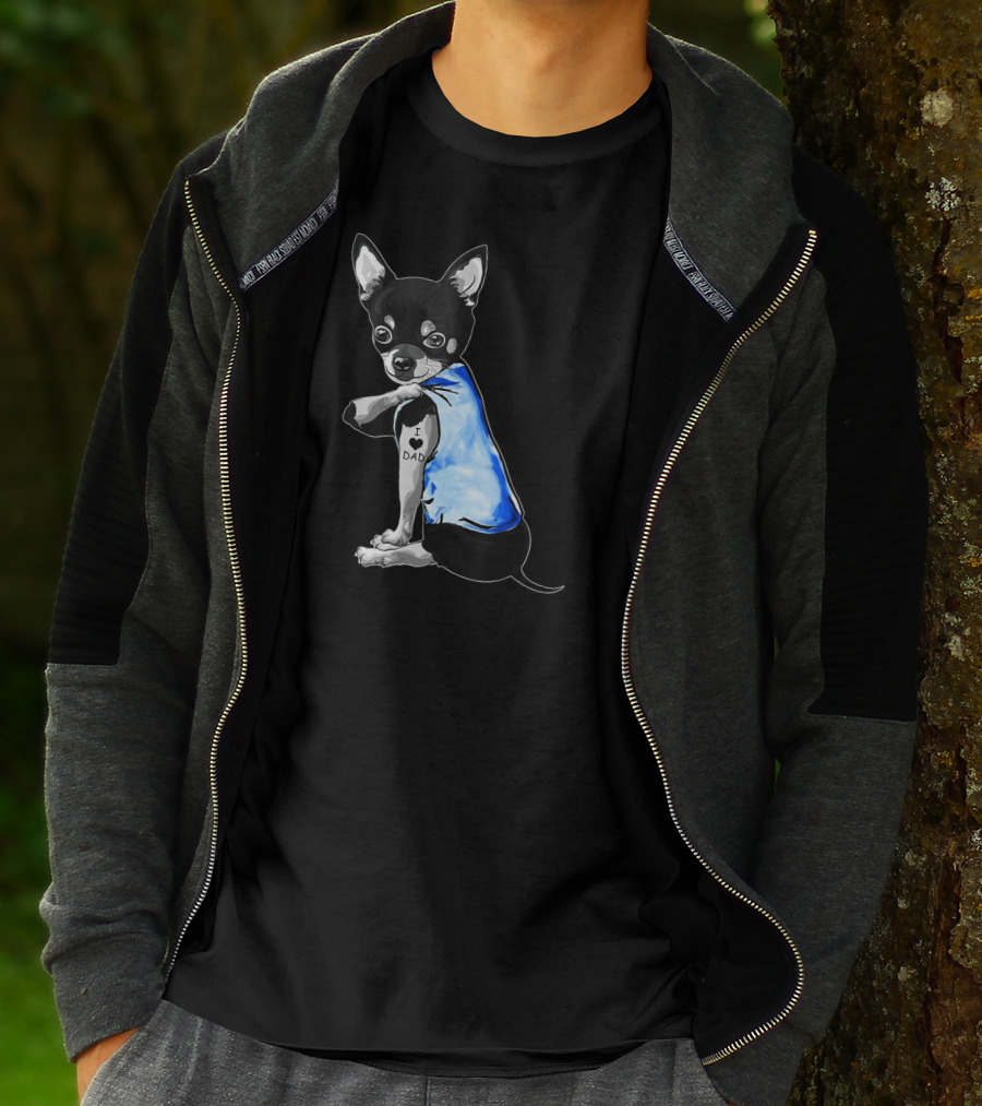 Father's Day Chihuahua I Love Dad Tattoo Dog T-Shirt