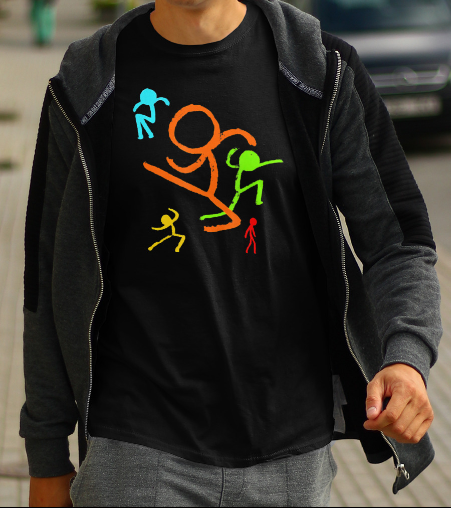 Five Colorful Stick Figures Youth Fashion T-Shirt