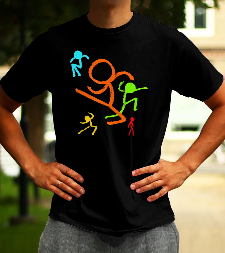 Five Colorful Stick Figures Youth Fashion T-Shirt