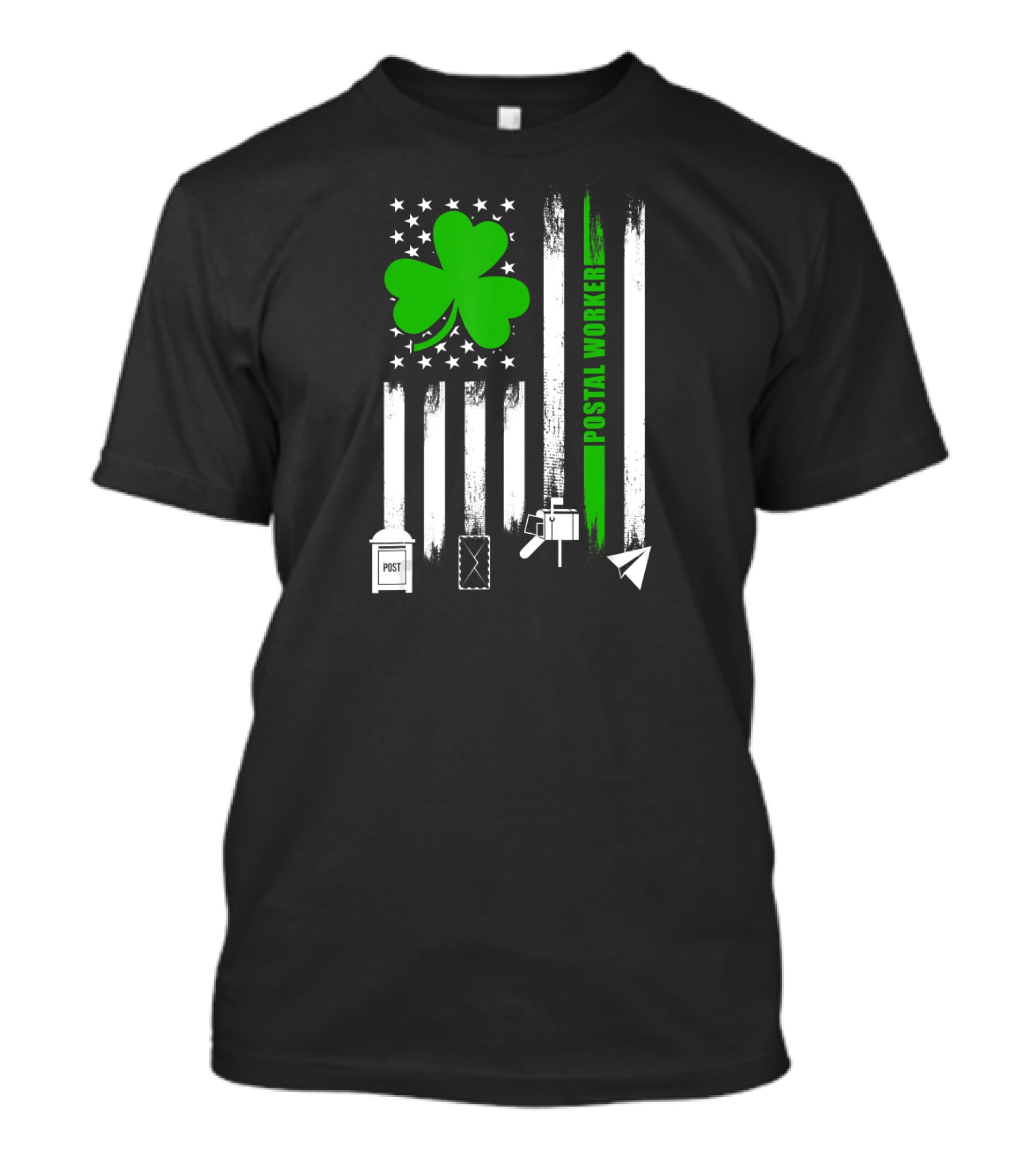 Flag Shamrock Postal Worker With USA Icons T-Shirt