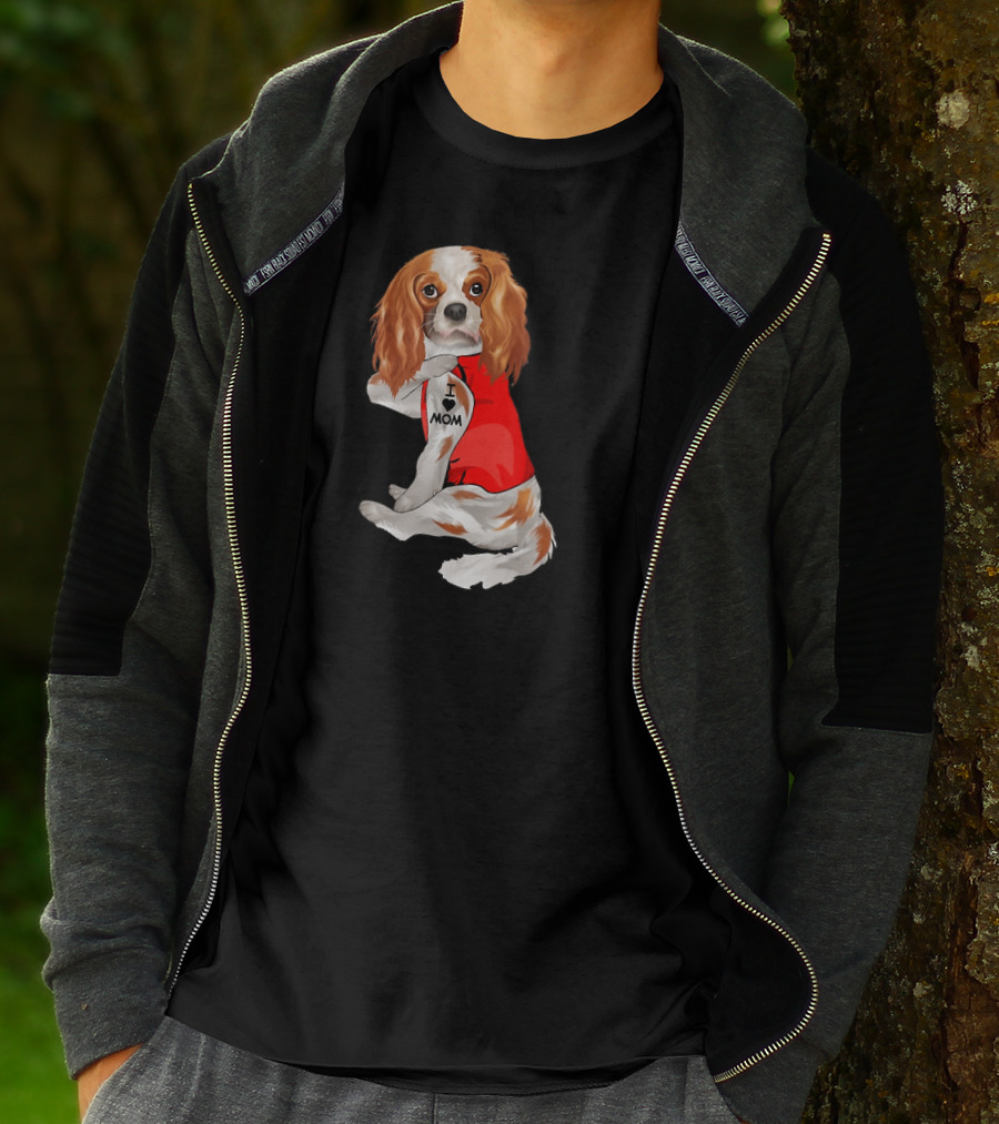 I Love Mom Funny Cavalier King Charles Spaniel Tattoo T-Shirt