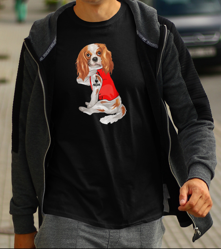 I Love Mom Funny Cavalier King Charles Spaniel Tattoo T-Shirt