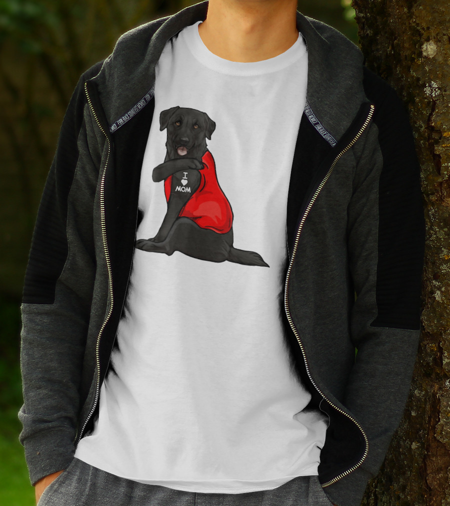 I Love Mom Funny Labrador Retriever Dog Tattoo Red T-Shirt