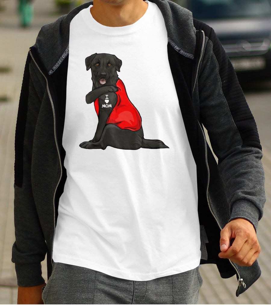 I Love Mom Funny Labrador Retriever Dog Tattoo Red T-Shirt