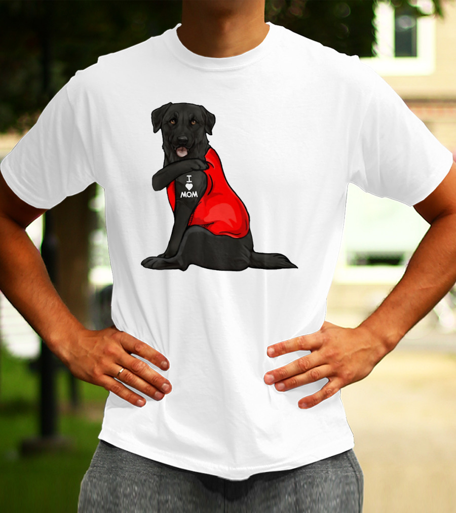 I Love Mom Funny Labrador Retriever Dog Tattoo Red T-Shirt
