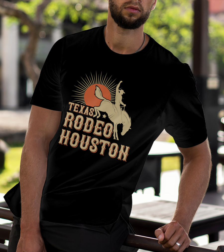 Texas Rodeo Houston Western Cowboy Sunburst Rider T-Shirt
