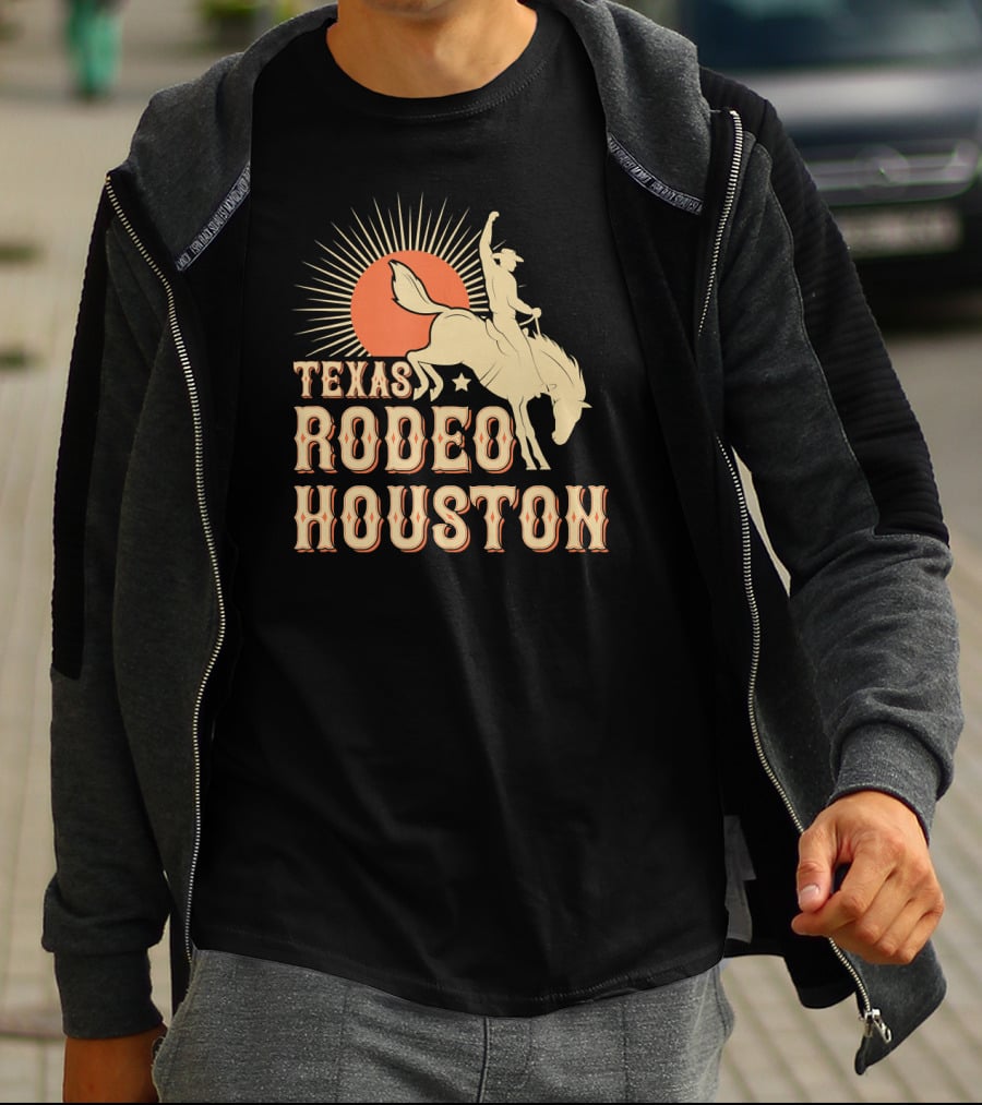 Texas Rodeo Houston Western Cowboy Sunburst Rider T-Shirt