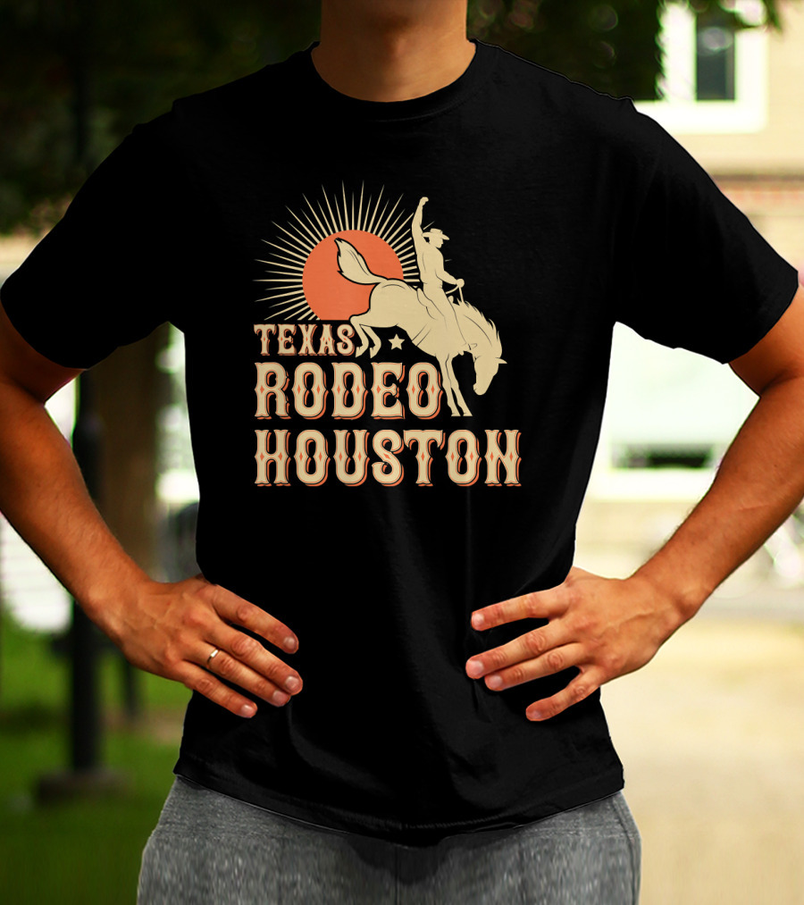 Texas Rodeo Houston Western Cowboy Sunburst Rider T-Shirt