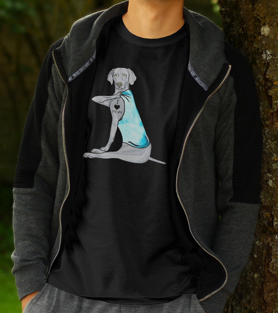 I Love Mom Weimaraner Dog Tattoo Humor T-Shirt