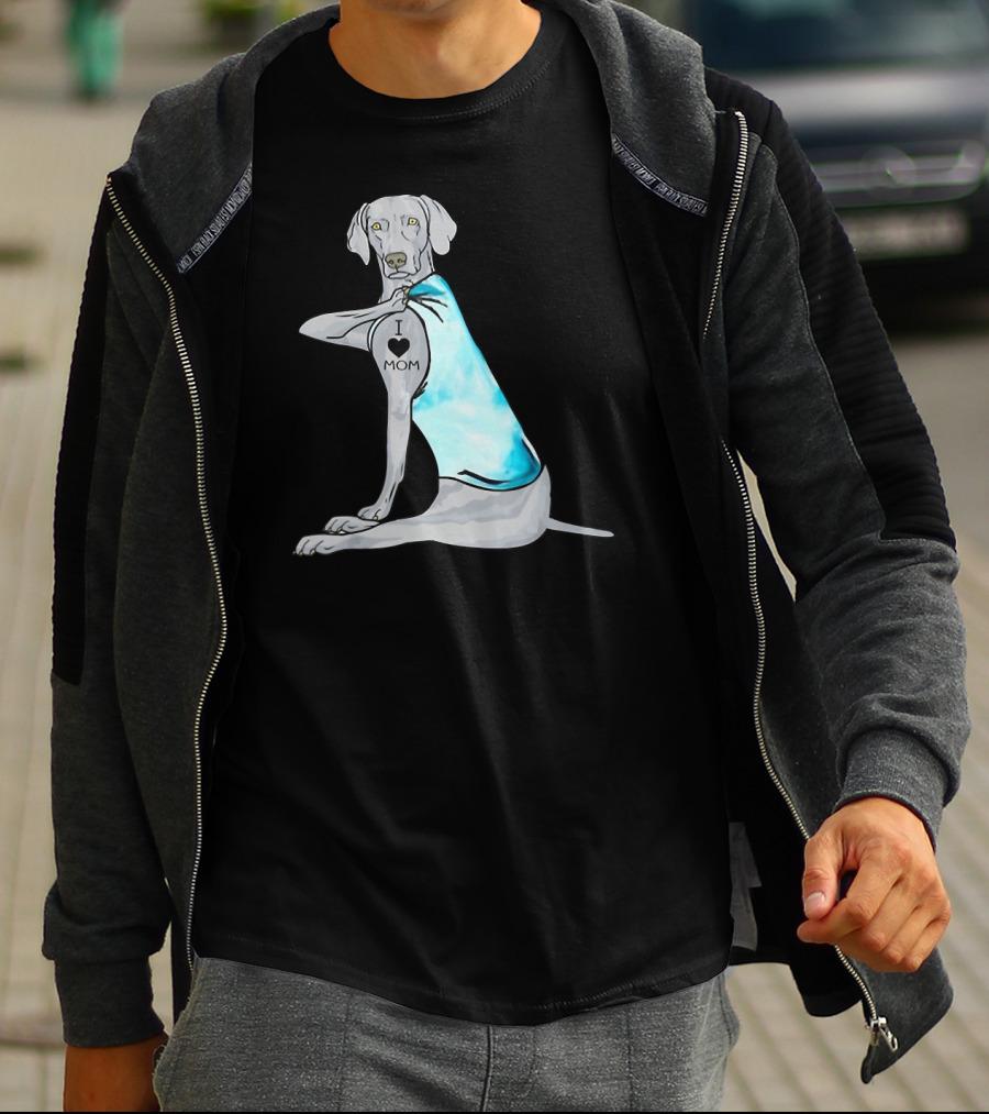 I Love Mom Weimaraner Dog Tattoo Humor T-Shirt