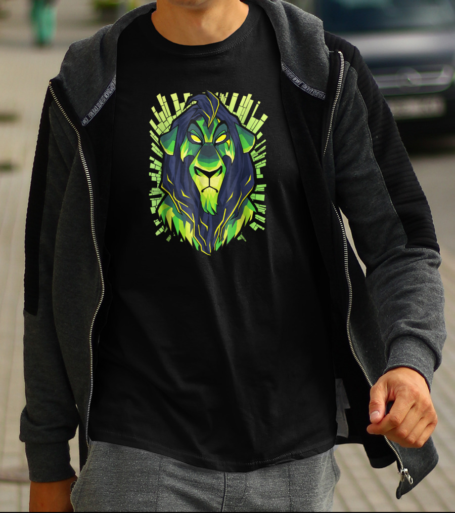 Disney Lion King Evil Scar Geometric Green And Black T-Shirt