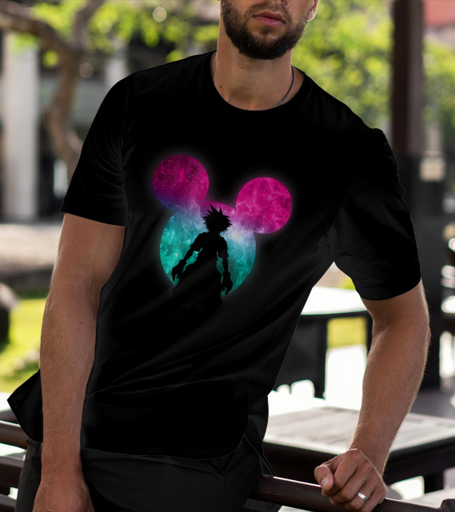 Disney Kingdom Hearts Galactic Mickey Mouse Silhouette Sora T-Shirt