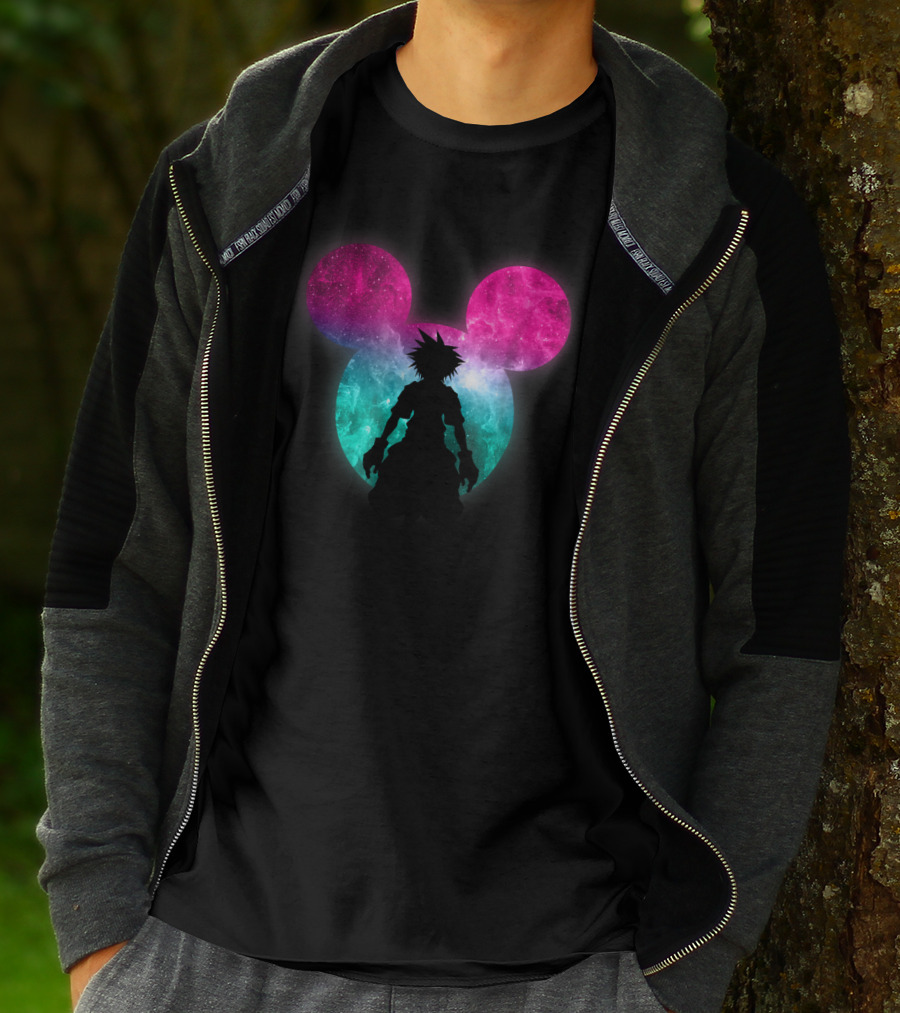 Disney Kingdom Hearts Galactic Mickey Mouse Silhouette Sora T-Shirt