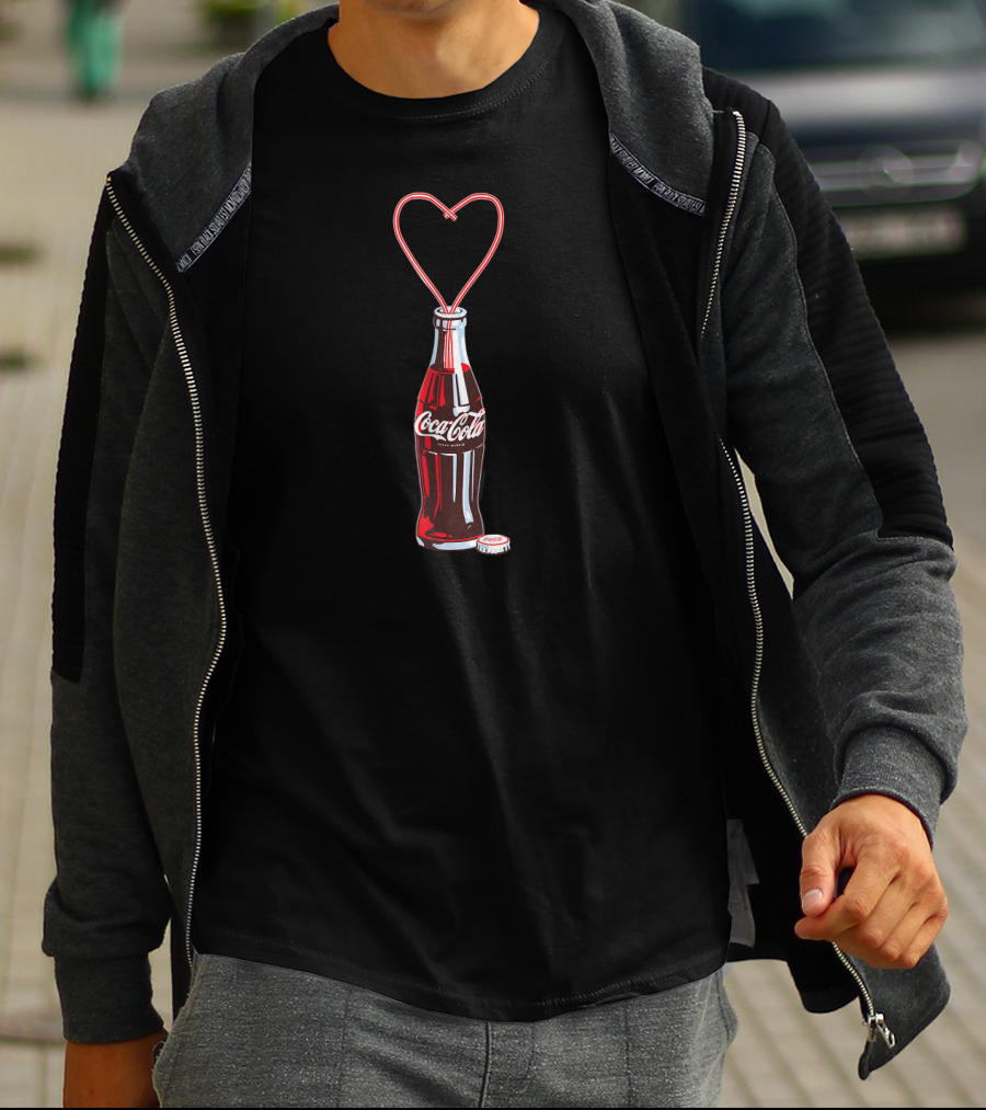 Coca Cola Bottle Heart Straws Iconic T-Shirt