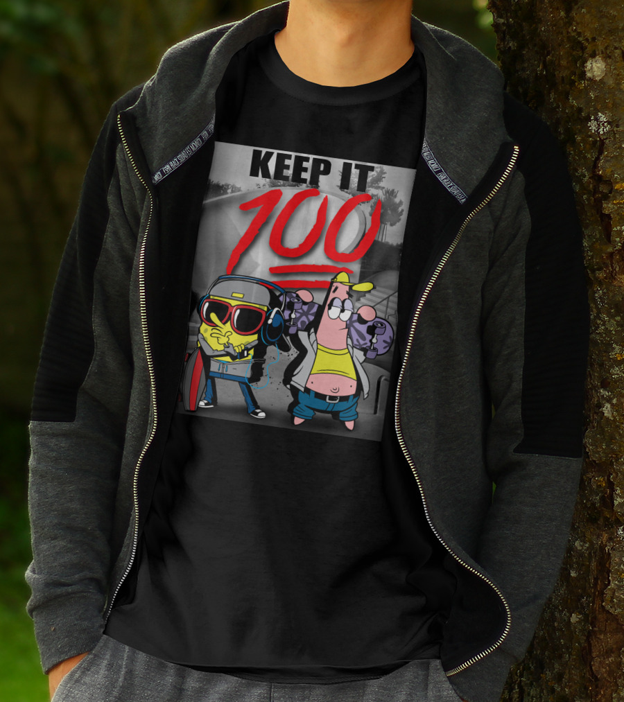 SpongeBob SquarePants Keep It 100 Skateboarding T-Shirt