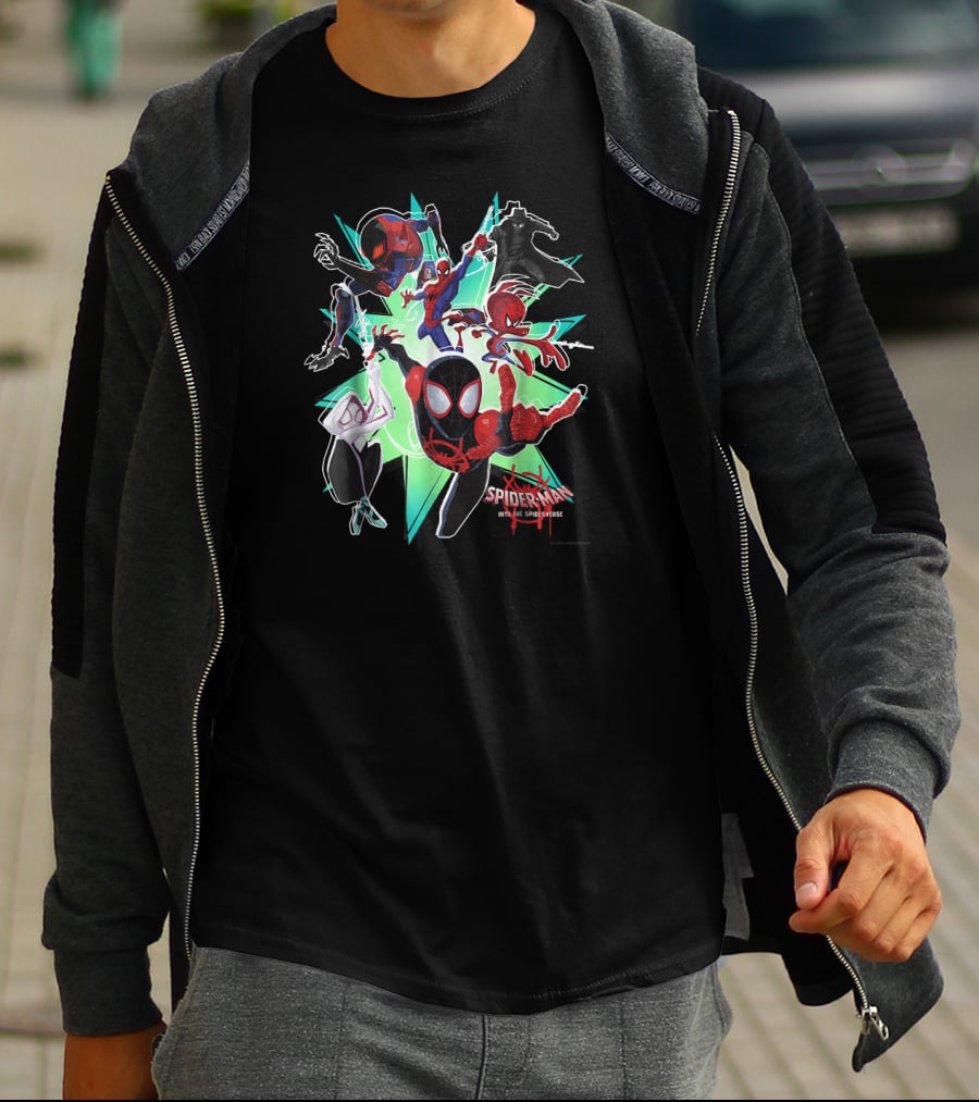 Marvel Spider-Man Into The Spider-Verse Action Group T-Shirt
