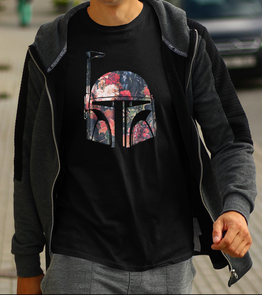 Star Wars Boba Fett Helmet With Floral Print T-Shirt