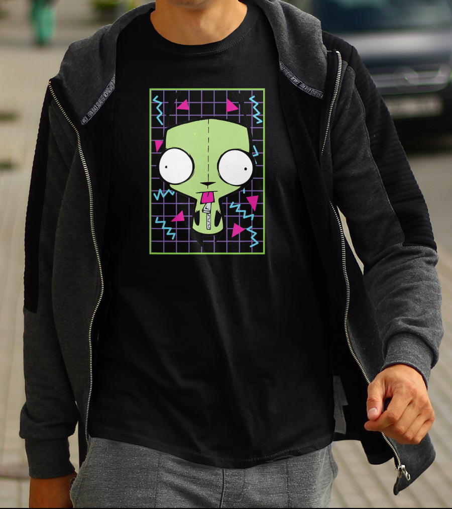 Invader Zim Gir 90s Retro Geometric Neon Grid T-Shirt