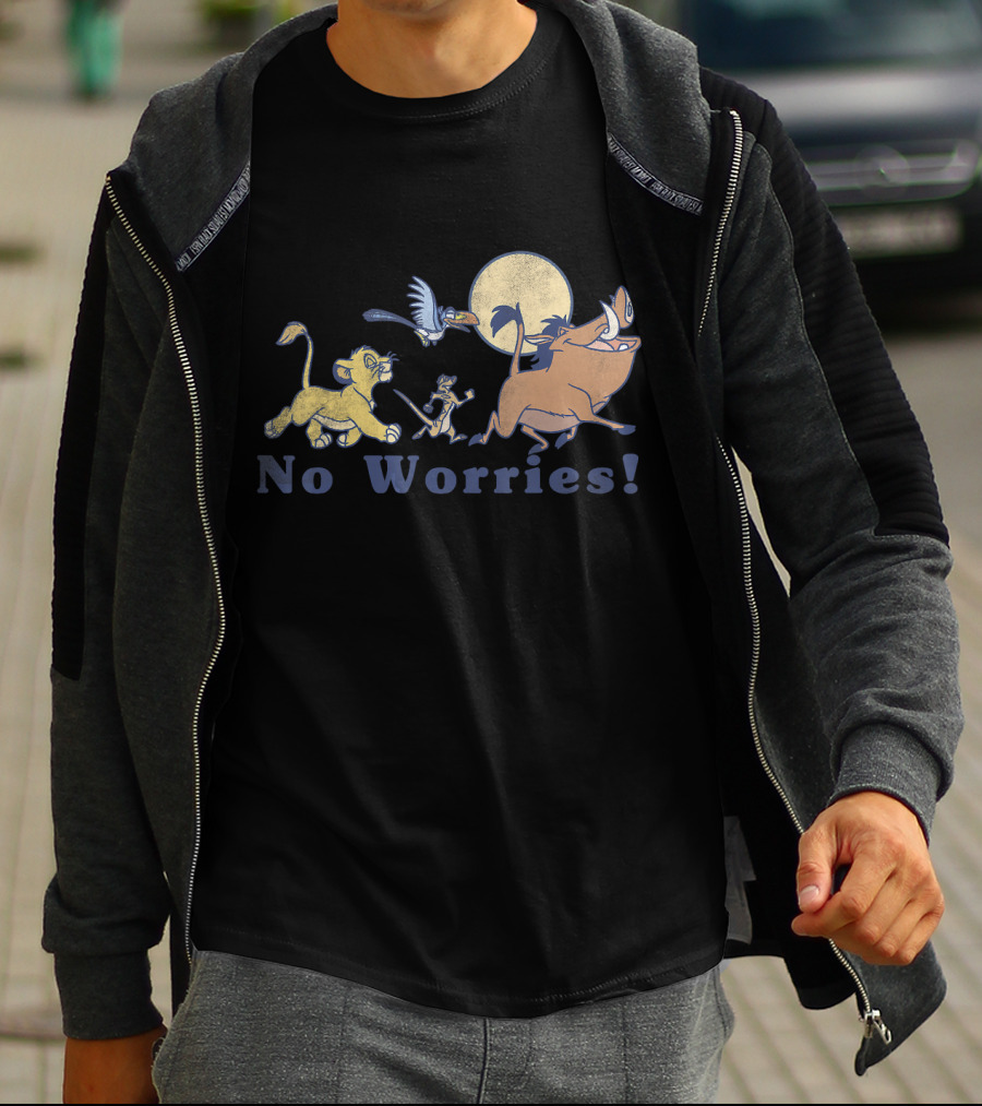 Disney Lion King No Worries Vintage Simba Timon Pumbaa Zazu Moon T-Shirt