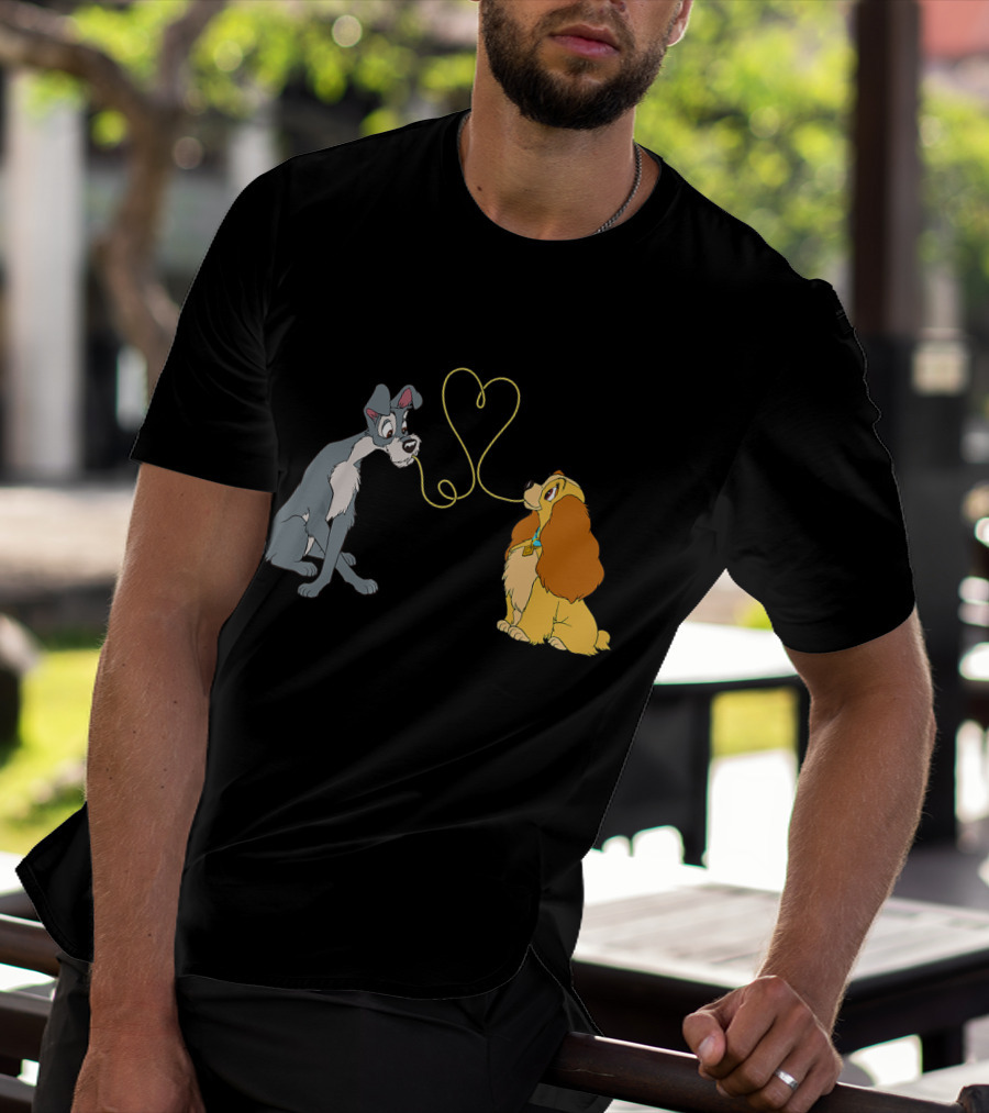 Disney Lady And The Tramp Bella Notte Spaghetti Heart Scene T-Shirt